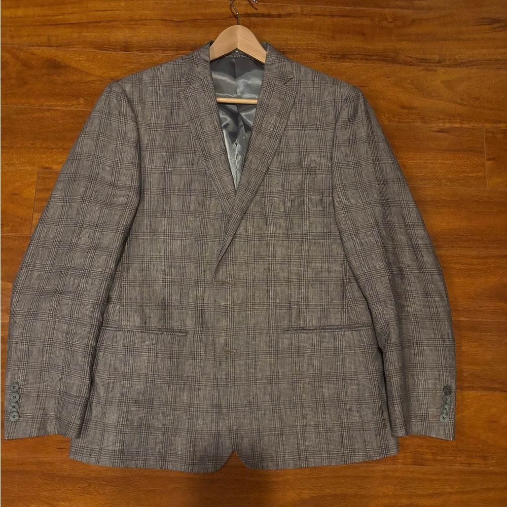 Bar III Men's Charcoal Checkered Blazer